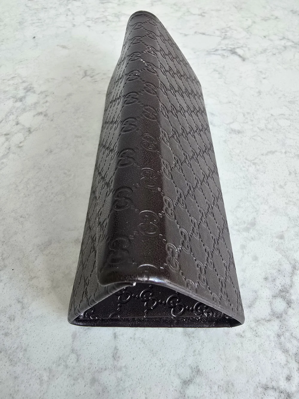 Gucci Brown Embossed GG Envelope Sunglasses Case